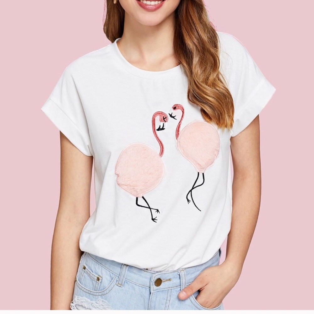 Flamingo 3D Pink Fluff Tee